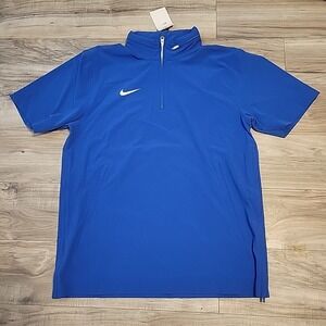 Nike Coaches 1/4 Zip Hooded‎ Short Sleeve Jacket Blue  FJ9548-494 Medium